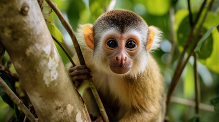 This monkey was seen on a tour through the Amazon Jungle near Iquitos. Generative AI