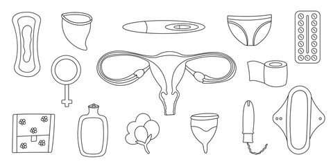 feminine hygiene blood vector elements woman set
