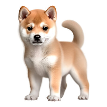 Portrait of shiba inu dog standing, isolated on transparent of white background