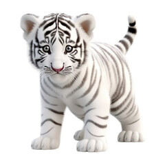 Obraz premium Portrait of white tiger standing, isolated on transparent of white background