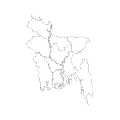 Map Of Bangladesh High-Res Vector silhouette and outline Graphic