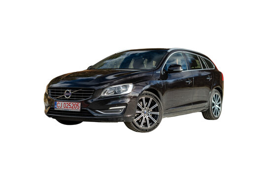 Cluj-Napoca, Cluj-Romania-10.12.2023-High-quality PNG image of a Volvo V60 hybrid car with a transparent background