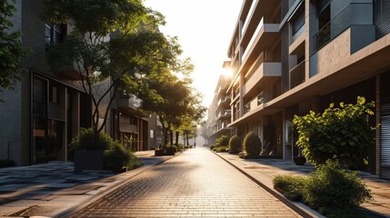 Modern residential building. Modern urban landscape. Architecture and urban planning of a modern and comfortable living environment