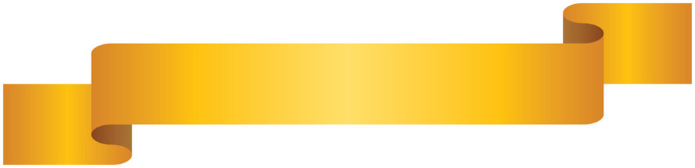 シンプルなグラデーションりぼんの単品イラスト5（黄色）