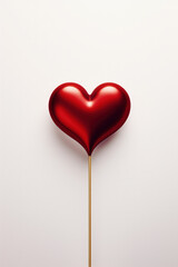 Elagant minimalist design of red heart, greeting card for Valentines Day and love celebration