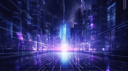 Obraz premium Particle in Cyberpunk Style Digital World Abstract Background
