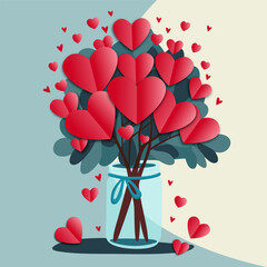 valentine tree with hearts