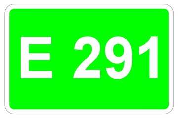 Illustration eines Europastraßenschildes der E 291 in Europa