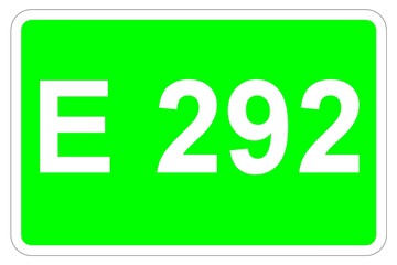 Illustration eines Europastraßenschildes der E 292 in Europa