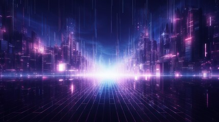 Particle in Cyberpunk Style Digital World Abstract Background