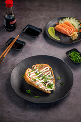 Fried Temaki Sushi. Salmon and Cream Cheese Temaki.