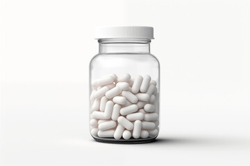 White pill bottle isolated on white background - obrazy, fototapety, plakaty