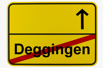 Obraz premium Illustration eines Ortsausgangsschildes von Deggingen in Baden-Württemberg 
