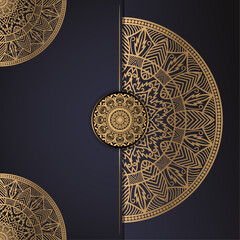 Luxury golden color Mandala Design. Mandala for Henna, Mehndi, tattoo, decoration. Decorative ornament in ethnic oriental style. Coloring book page background.