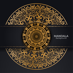 Luxury golden color Mandala Design. Mandala for Henna, Mehndi, tattoo, decoration. Decorative ornament in ethnic oriental style. Coloring book page background.