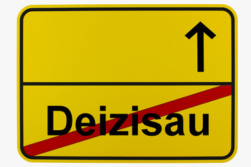 Obraz premium Illustration eines Ortsausgangsschildes von Deizisau in Baden-Württemberg 