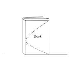Open book single line art design with Continuous one line book outline vector art illustration 