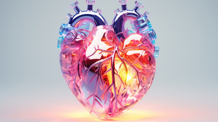 Radiant Love, Heart Crafted from Iridescent Materials and Transparent Plastic Parts.