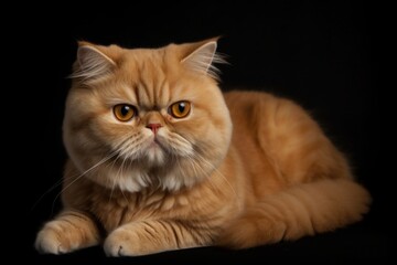 Fototapeta premium Portrait of a cute cat looking away. Highland fold cat breed