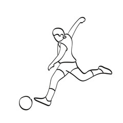 man kicking soccer ball illustration vector hand drawn isolated on white background
