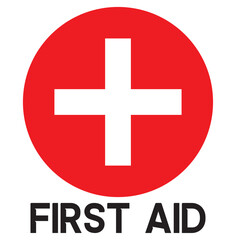 First aid icon, medical cross symbol with first aid text, vector illustration. eps 10 