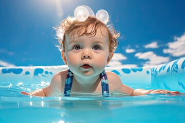 Fototapeta na wymiar little child in swimming pool