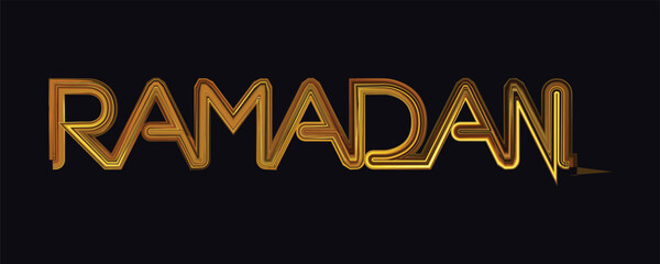 Ramadan Mubarak Font With Illuminated Lanterns Hang And Silhouette Mosque On Islamic Pattern Background