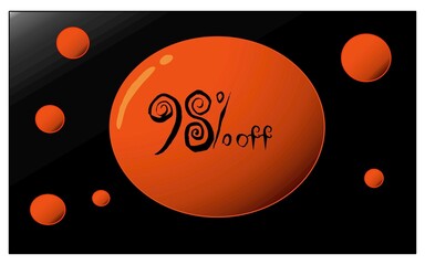 98% percent discount. halloween theme black orange