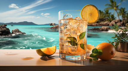 cocktails on the beach - obrazy, fototapety, plakaty