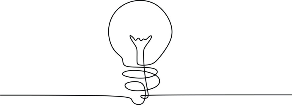 recommend clip art: Continuous one line drawing of electric light bulb. Concept of idea emergence.