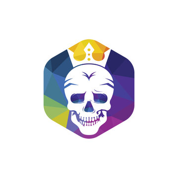 Skull king vector logo design template. Dark king logo design concept.