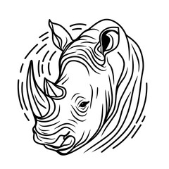 n illustration of a rhinoceros head in a stencil theme, featuring a rhino head silhouette. suitable for design element, clip art, logo, or mascot.