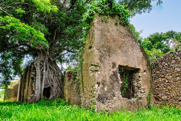 Ruins of the colonial fortification named  'Trocha Majana Mariel' in Cuba. National monument...
