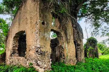 Ruins of the colonial fortification named  'Trocha Majana Mariel' in Cuba. National monument...