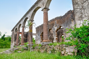 Ruins of the colonial fortification named  'Trocha Majana Mariel' in Cuba. National monument...