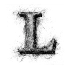 Grunge graphite sketch, alphabet, the letter L