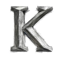 Grunge graphite sketch, alphabet, the letter K