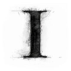 Grunge graphite sketch, alphabet, the letter I