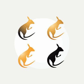 Kangaroos icon set. Vector illustration isolated on white background.