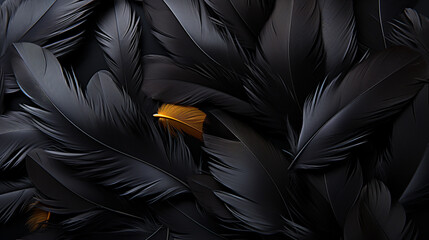 feathers on black background