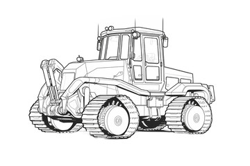 Fototapeta premium pickup truck electric vehicle hybrid car luxury sports bike moped dump bus train tram bulldozer excavator crane backhoe motorhome travel van png line art vehicle transportation White bg Generative AI