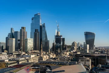 Zelfklevend Fotobehang London, UK - 25 November 2023: City of London skyline as viewed from St Pauls Cathedral. Including new buildings under construction and the famous The Walkie-Talkie skyscraper © Ambrosiniv