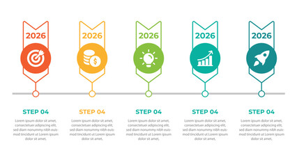 Timeline process Vector business elements for infographic. Timeline with 4 steps, options and marketing icons.