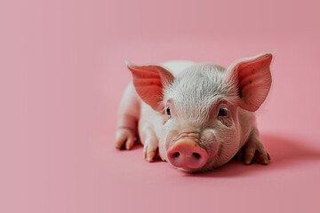 Photo of piggy on pink background