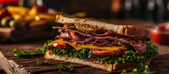 Double beef sandwich - American cuisine - quick-service cuisine - unhealthy cuisine - hamburger