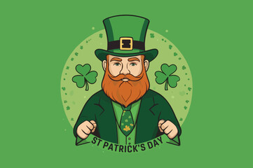 St. Patrick's Day vector grean beer leaf leprechaun with  vector