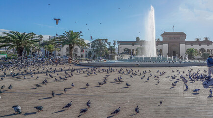 Panorama of  Pigeon Square in Casablanca, Morocco.