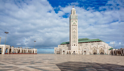 02_Panorama of the Majestic Hassan II Mosque in Casablanca, Morocco.