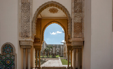 01_Fragments of the complex of  the Majestic Hassan II Mosque in Casablanca, Morocco.