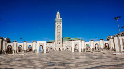01_Panorama of the Majestic Hassan II Mosque in Casablanca, Morocco.